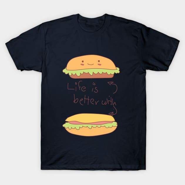 Burger T-Shirt by Heartfeltarts